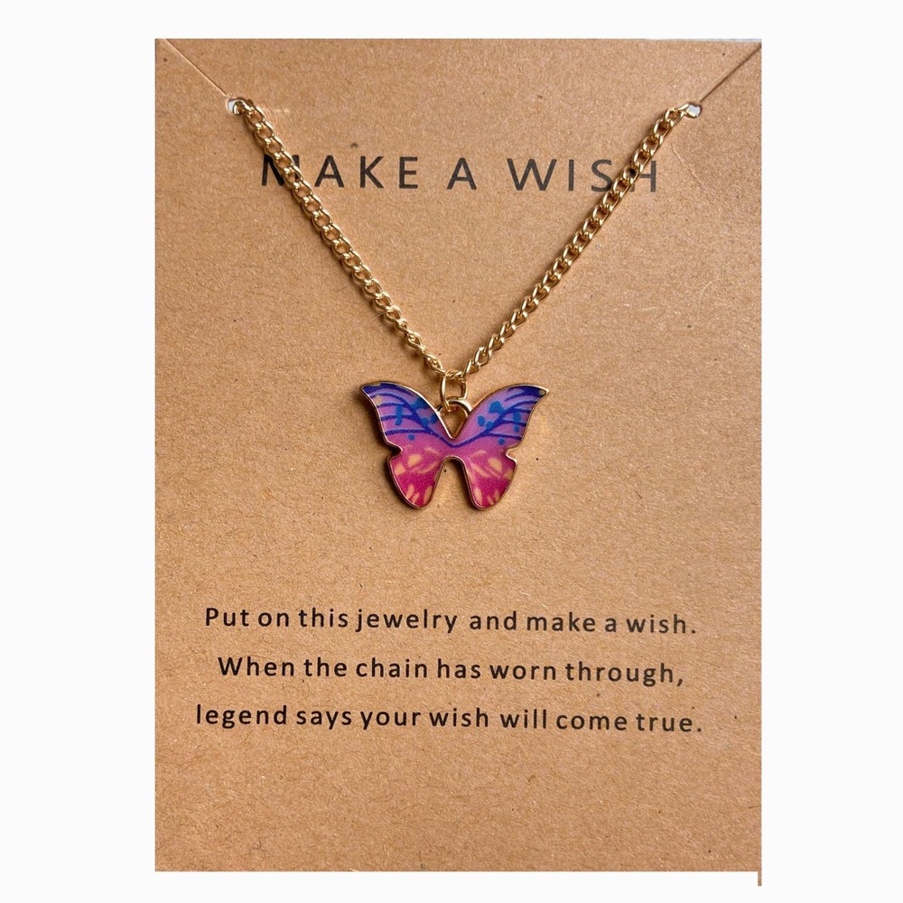 Gold Make a Wish Butterfly Necklace